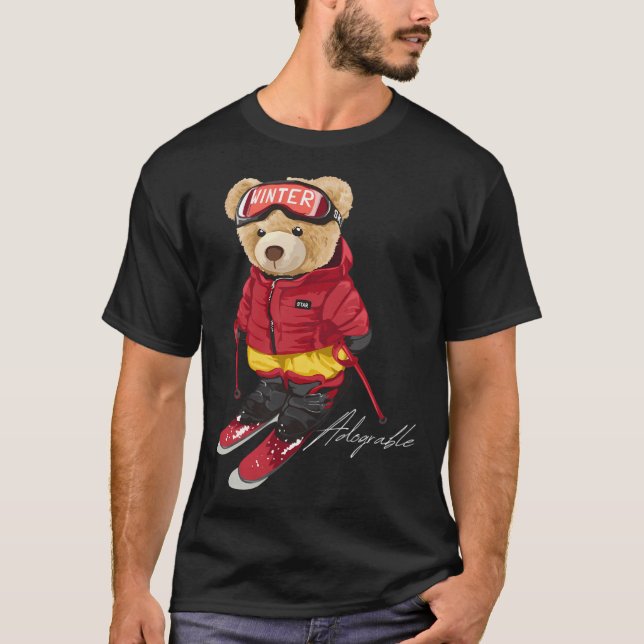 T-shirt Ski Ours Adorable - Ski Adorable (Devant)