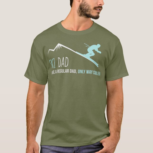 T-shirt Ski Papa Drôle Mignonne Ski d'hiver Cadeau (Devant)