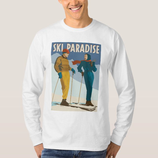 T-shirt Ski Paradise Impression Vintage (Devant)