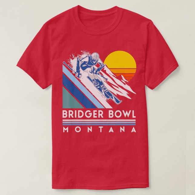 T-shirt Ski rétro Bridger Bowl Montana (Design devant)