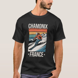 T-shirt Ski Rétro Chamonix France, Ski Français de Montagn