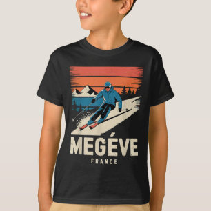 T-shirt Ski Rétro Megève France, ski Vintage
