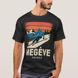 T-shirt Ski Rétro Megève France, ski Vintage