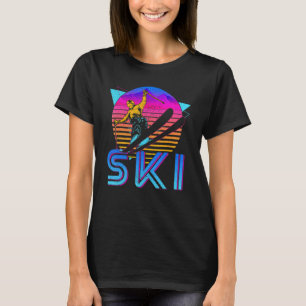 T-shirt Ski Retro vintage Ski Coucher De Soleil Pour Les H