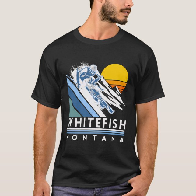 T-shirt Ski Retro Whitefish Montana (Devant)