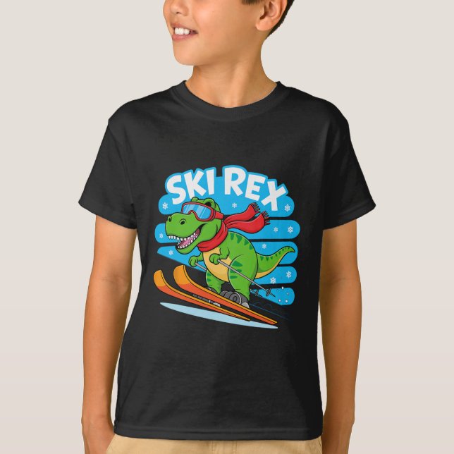 T-shirt Ski Rex drôle de dinosaure de ski conception de sp (Devant)