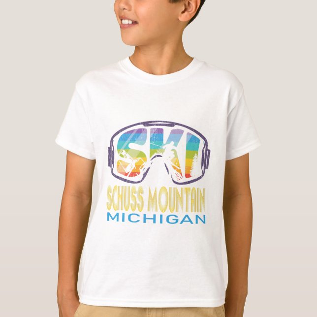 T-shirt Ski Schuss Mountain Michigan Skiing Vacation  (Devant)
