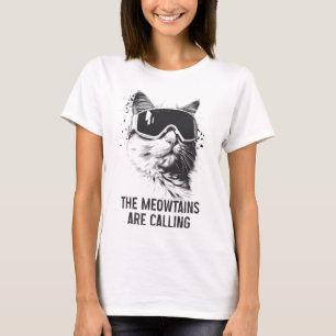 T-shirt Ski Snowboard Chat Drôle Les Meowtains Appellent