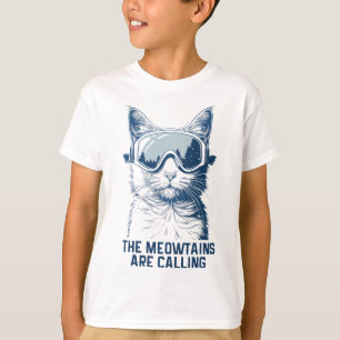 T-shirt Ski Snowboard Chat Drôle Les Meowtains Appellent 