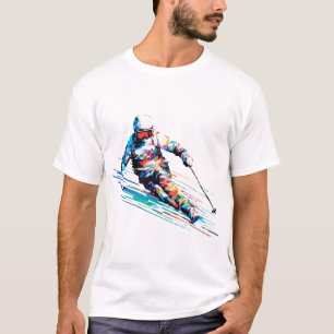 T-shirt Ski Sport Fast Speed Competition Abstrait