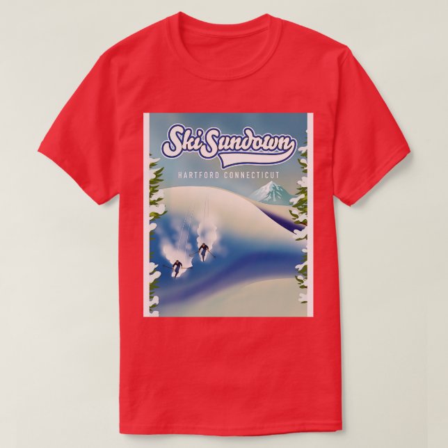 T-shirt Ski Sundown Nouvelle affiche de ski Hartford (Design devant)