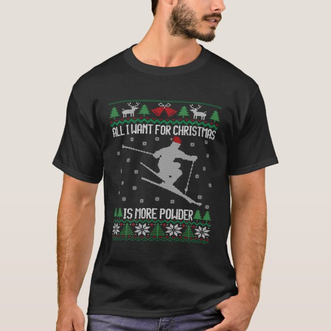 T-shirt Ski Vilain Amateur De Ski Cadeau Ski Pour Noël (Devant)