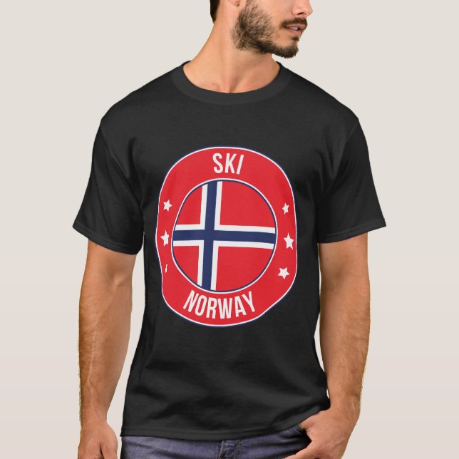 T-shirt Ski, ville de Norvège (Devant)