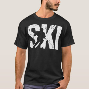 T-shirt ski vintage drôle cadeau sports d'hiver skis