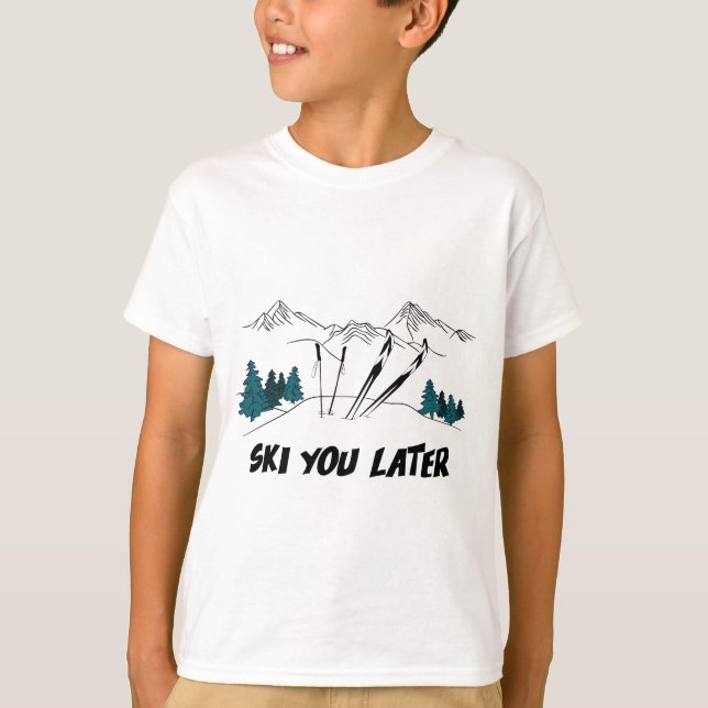 T-shirt Ski Vous Plus Tard Station De Ski Scène D'Hiver (Devant)