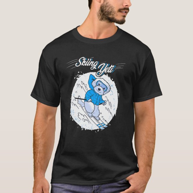 T-shirt Ski Yeti Chien Skier Sports d'hiver Ski (Devant)