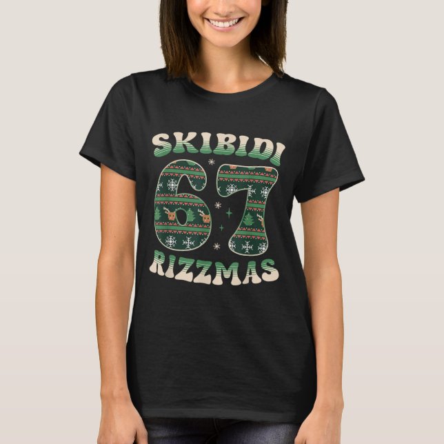 T-shirt Skibidi Rizzmas 67 Six Seven Meme Ugly Christmas F (Devant)