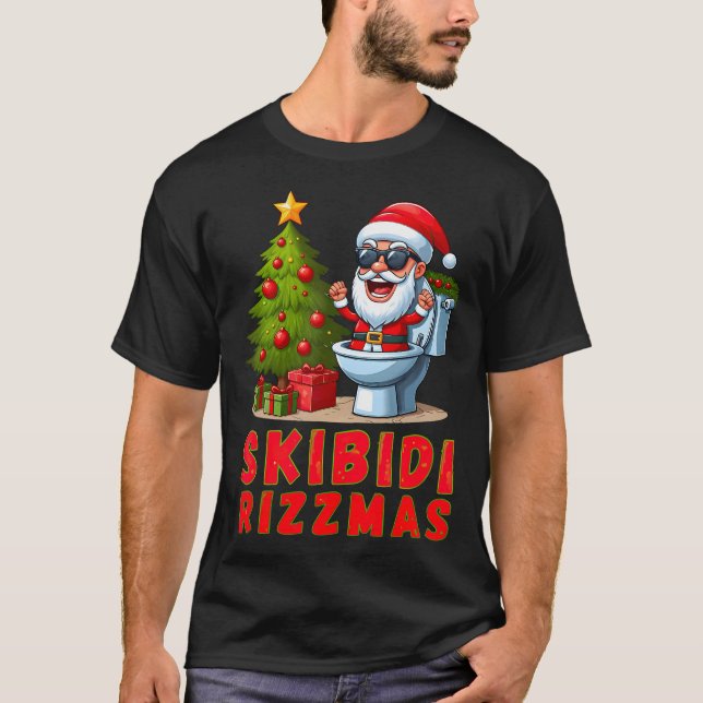 T-shirt Skibidi Rizzmas Noël Rizz Funny Père Noël (Devant)