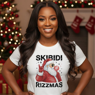 T-shirt Skibidi Rizzmas Père Noël Drôle de Noël Blanc
