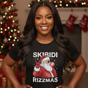T-shirt Skibidi Rizzmas Père Noël Drôle de Noël Noir