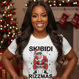 T-shirt Skibidi Rizzmas Père Noël Toilettes Drôle de Noël