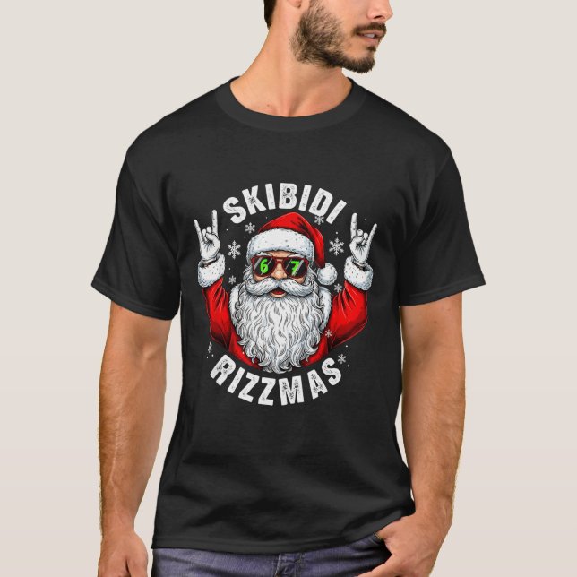 T-shirt Skibidi Rizzmas Santa Sungles Funny Christmas Men  (Devant)