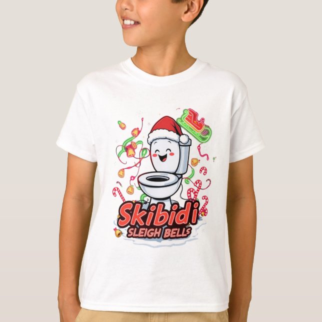T-shirt Skibidi Sleigh Bells génération Alpha meme de Noël (Devant)