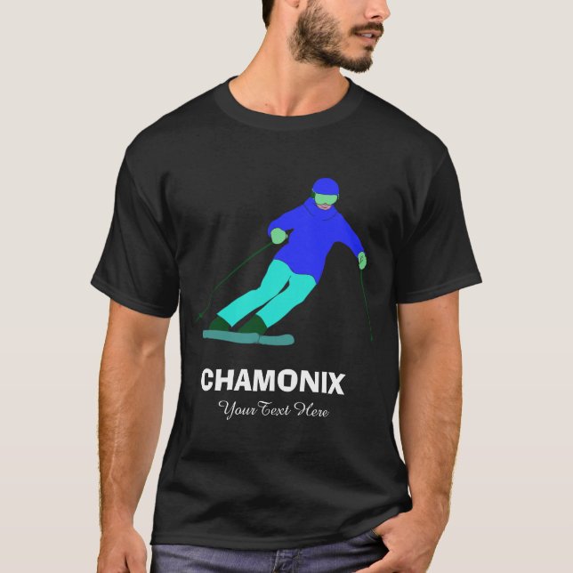 T-shirt Skier Ski Ski Ski Course Custom Chamonix (Devant)
