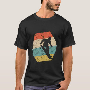 T-shirt Skieur à hexagone en détresse rétro Skiing