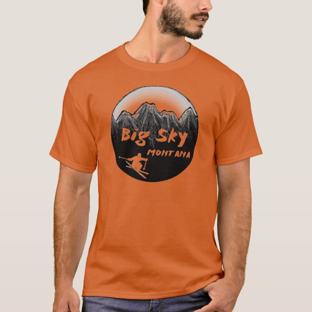 T-shirt Skieur artistique du Montana de grand ciel (Devant)