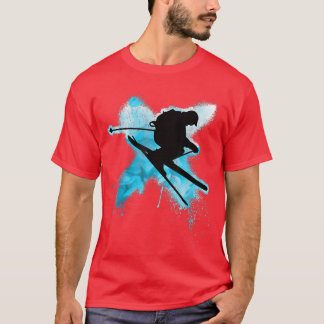T-shirt Skieur cool fait un saut à travers la neige