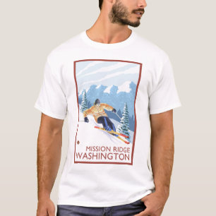 T-shirt Skieur de neige de Downhhill - mission Ridge,