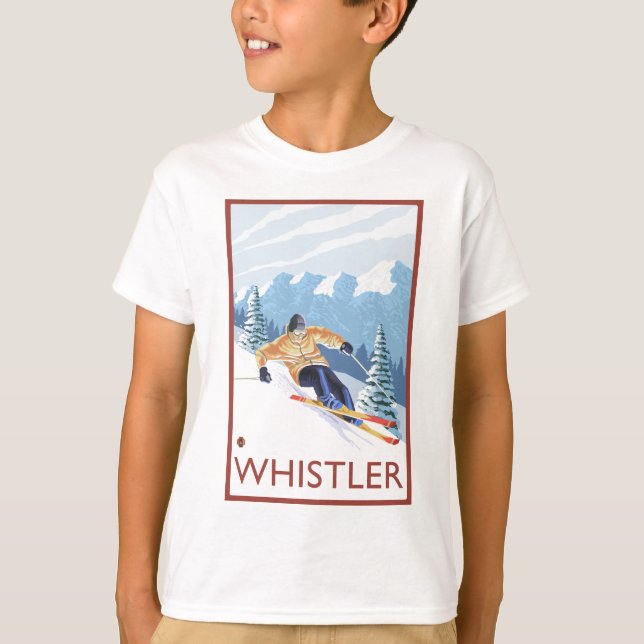 T-shirt Skieur de neige de Downhhill - Whistler, AVANT (Devant)