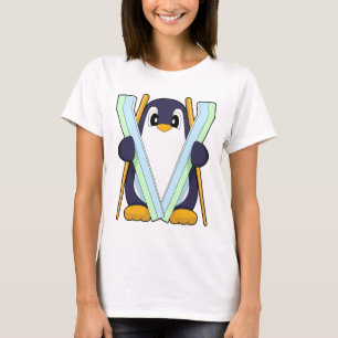 T-shirt Skieur pingouin ski sports d'hiver