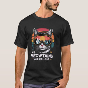T-shirt Skieur Snowboard Chat Hiver Montagne Skieur Pour H