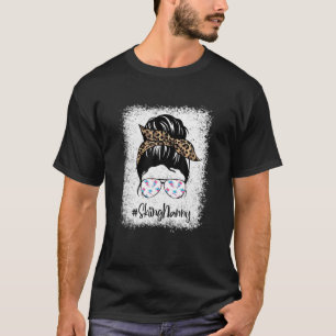T-shirt Skiing Nanny Messy Cheveux Bun Leopard Femmes Mère