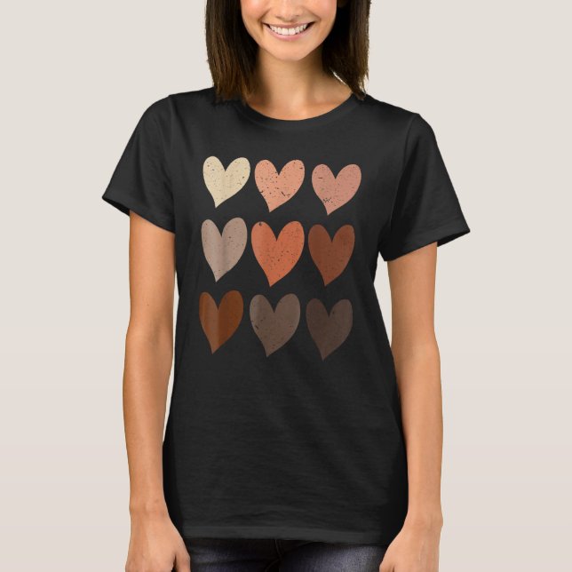 T-shirt Skin Tone Hearts Black History Melanin Afro Africa (Devant)