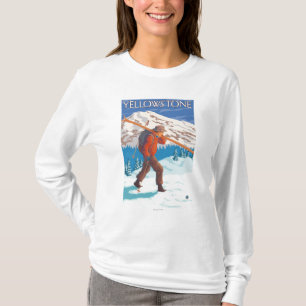 T-shirt Skis de transport de neige de skieur -