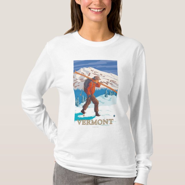 T-shirt Skis de transport de VermontSkier (Devant)