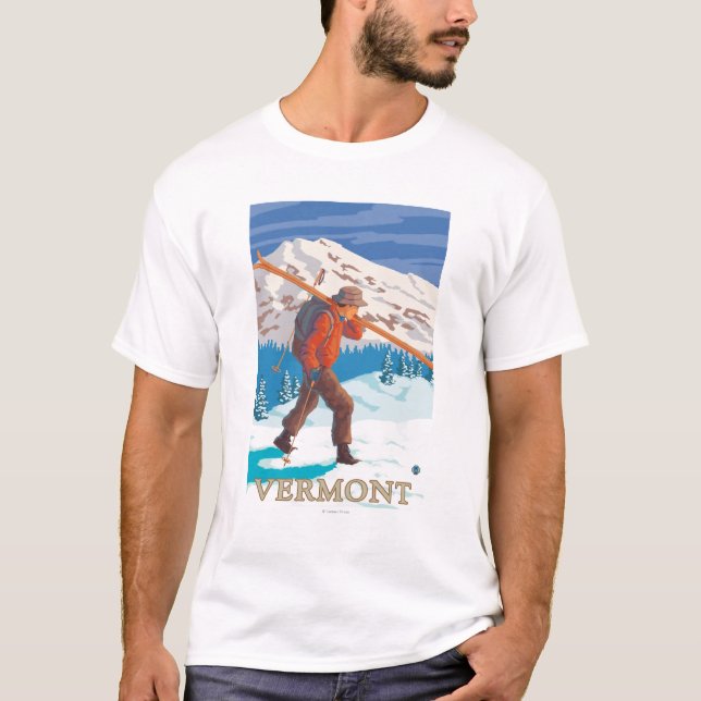 T-shirt Skis de transport de VermontSkier (Devant)