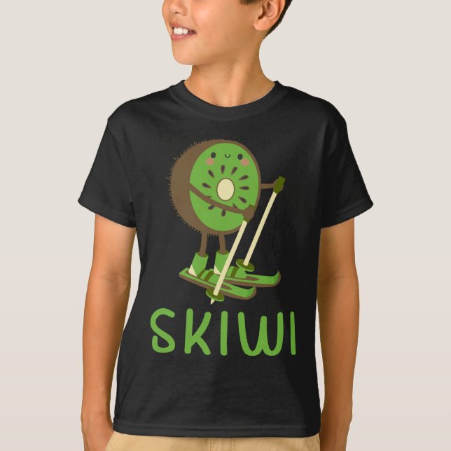 T-shirt Skiwi Kiwi Skier Fruits de ski Ap Sports d'hiver (Devant)