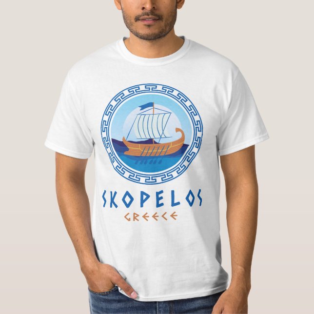 T-shirt Skopelos, Grèce Design de navires grecs (Devant)