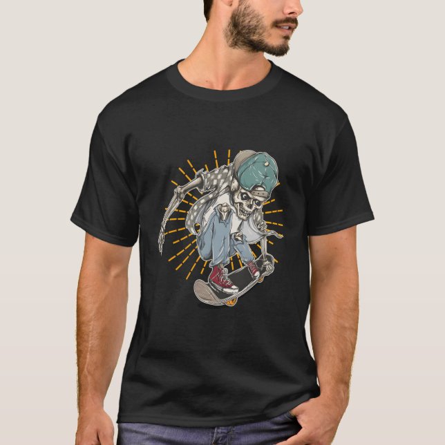 T-shirt Skull And Bones Patinage Vintage (Devant)