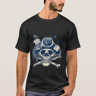 T-shirt Skull And Crossbones Pirate Ship Jolly Roger Flag 