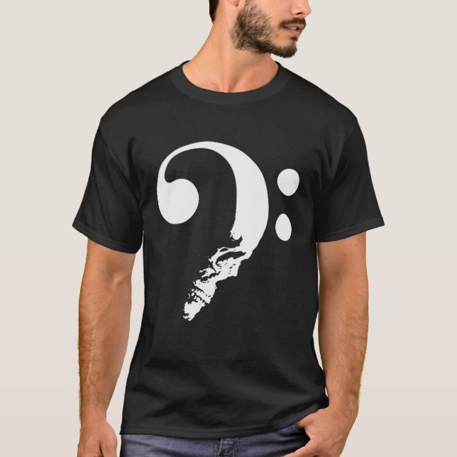 T-shirt Skull Bass Clef Bass Player Musical Music Lover Gu (Devant)