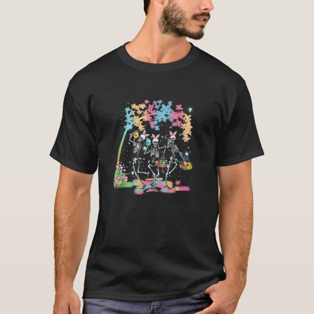 T-shirt Skull Bunny Ears Rabbit Easter Egg Men Women Kids (Devant)
