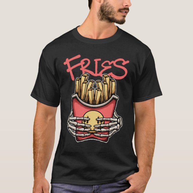 T-shirt Skull Hands Grasping French Fries streetwear  (Devant)