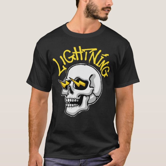 T-shirt Skull Illustration with Lightning streetwear (Devant)