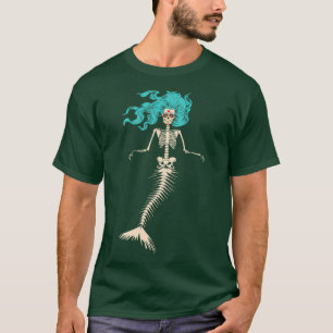 T-shirt Skull Mermaid Goth Skeleton Long Sapphire Hair