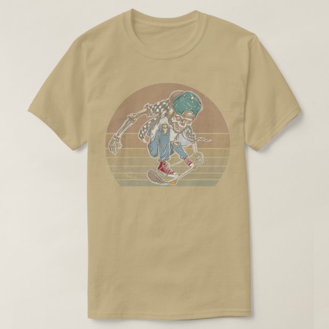 T-shirt Skull Skateboard Skateboard vintage Skateboard Ska (Design devant)